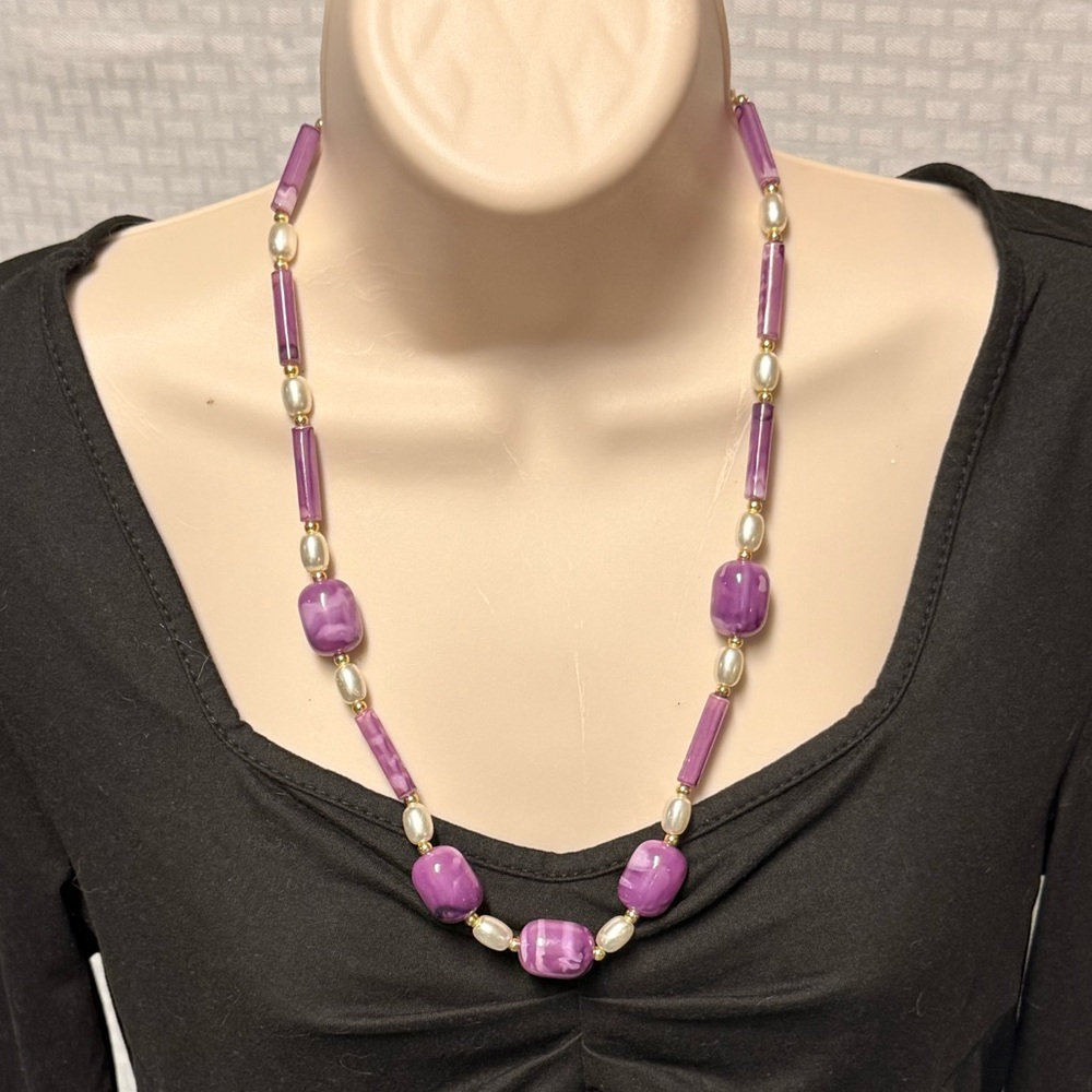 Purple and Gold Beaded Necklace